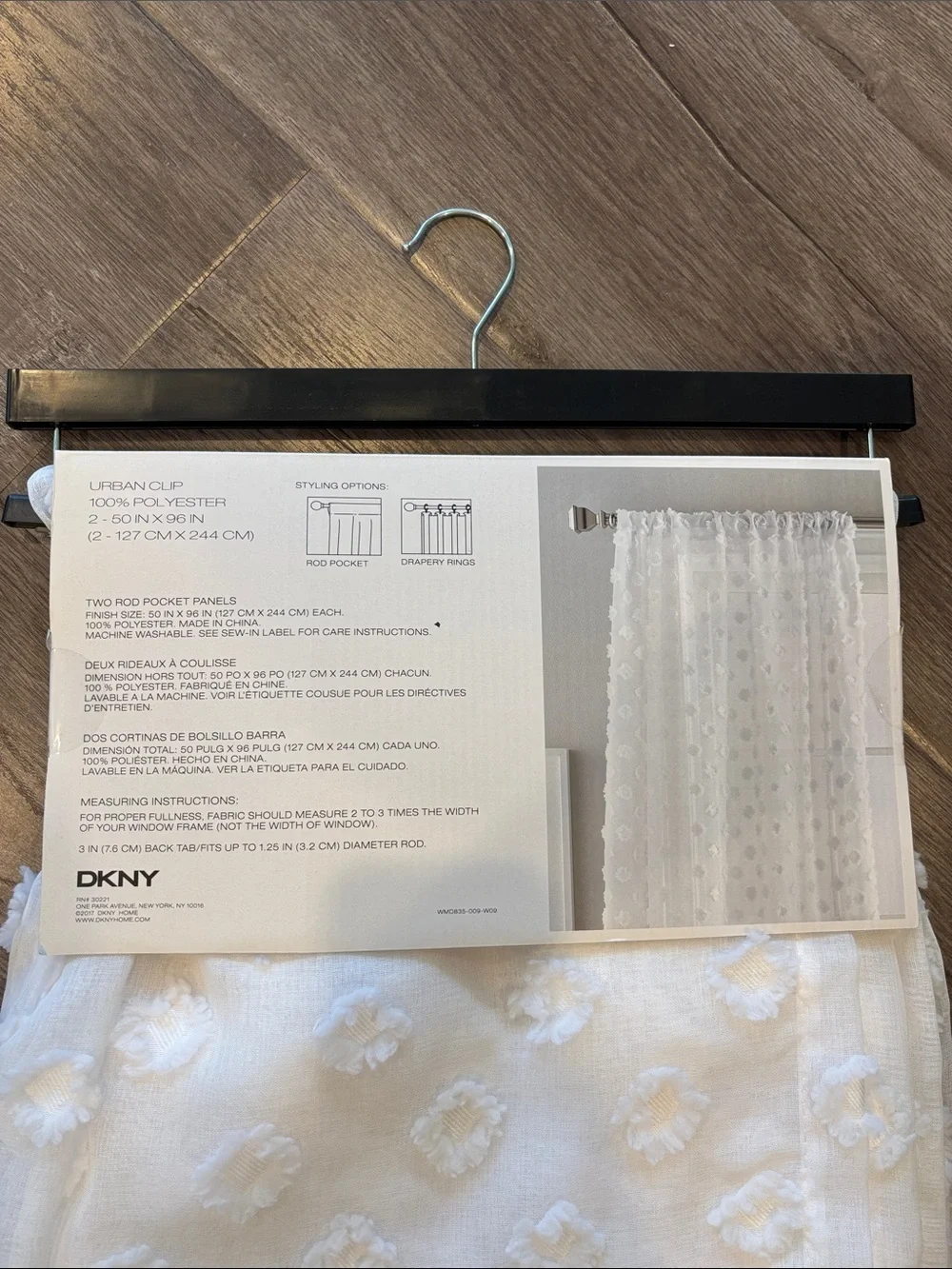 NWT! DKNY White Sheer Curtain Panels with Raised Dot Texture